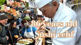 An 86-year-old sushi chef runs a traditional sushi takeout specialty shop