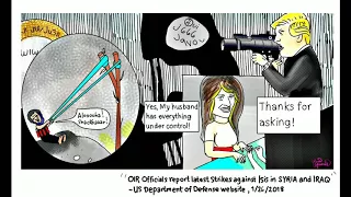 Donald Trump. Us DEPT. Defense. Isis. Melania Trump. Political Cartoon