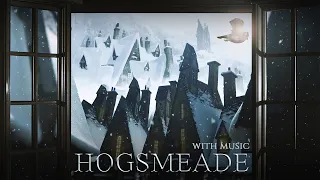 View of a Hogsmeade Window on a Snowy Winter Day ⛄ Harry potter ASMR Ambience + Christmas Music 🎄