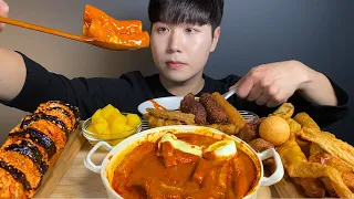 신전 신메뉴 로제떡볶이 먹방! 김말이 치즈 김밥 어묵튀김 잡채말이 미니핫도그까지 리얼사운드 Cheese Rose Tteokbokki Gimbap MUKBANG ASMR