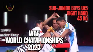 2023 WAF 45 KG RIGHT HAND SUB-JUNIOR BOYS U15 ALL MATCHES