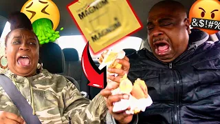 Putting A "USED RUBBER" In My Fiancé's FAST FOOD Prank! *EPIC REACTION*