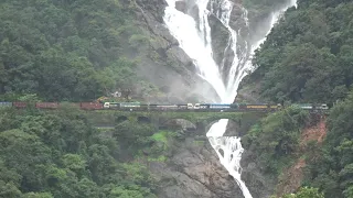 10 IN 1 NON STOP BACK TO BACK EXPRESS & FREIGHT TRAINS AT DUDHSAGAR WATERFALL & BRAGANZA GHAT