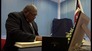 Fijian President signs the condolence book for the Late Her Majesty, Queen Elizabeth II