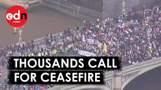 Pro-Palestine Protesters Demand Ceasefire in Central London March