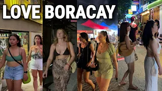 BORACAY 4K 🇵🇭 | Evening & Night Walking Tour - Main Road & Beach | Boracay Island, Philippines