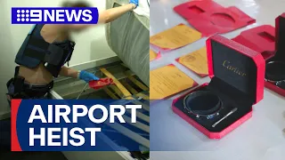 Cartier employee charged over jewellery heist at Sydney Airport | 9 News Australia