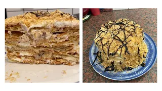 Быстрый торт Наполеон из слоеного теста, Quick Mille-feuille cake made from puff pastry, #cake#торт