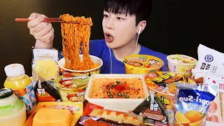 Eating everything I feel like from the Korean convenience store MUKBANG! | asmr real sounds