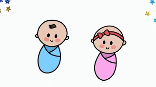 How to draw a  BABY GIRL & BABY BOY - Easy Tutorial for Kids, Toddlers, Preschoolers