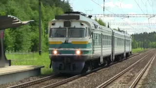 Дизель-поезд ДР1А-232 на о.п. Мустйыэ / DR1A-232 DMU passing Mustjõe stop