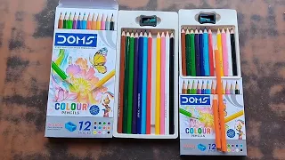Doms colour pencils 12 shades | Doms pencil color big and small comparison | Review unboxing  Price