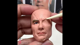 Terminator (Arnold Schwarzenegger) head made from polymer clay, sculpture timelapse #shorts