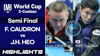 [World Cup 3-Cushion Porto 2018] Semi Final - Frédéric CAUDRON (BEL) vs HEO Jung Han (KOR). H/L