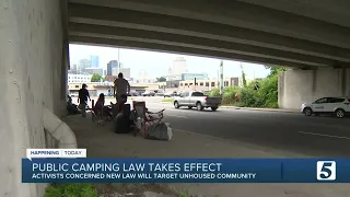 Homeless advocates camp out overnight to protest new Tennessee law