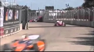 (FULL HD)Dario Franchitti Crazy Crash on Grand Prix of Houston - SCARY ROAD FOOTAGE!