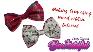 Making Christmas hair bows using wired ribbon / hair bow tutorial / how to make hair bows