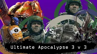 Dawn of War  Ultimate Apocalypse 3 v 3 Chaos, DE, Guard vs Tau, Marines, Guard