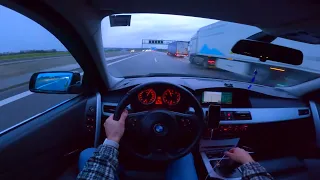 4K Rain POV driving BMW e60 530i German Autobahn