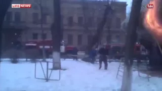 Пожар после взрыва в кафе в Измаиле сняли на видео