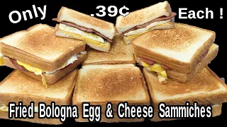 Fried Bologna Egg & Cheese Sandwich for .39¢ - Eating on a Budget - The Wolfe Pit