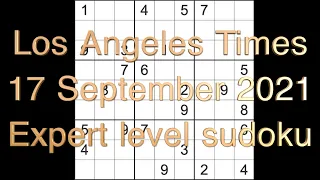 Sudoku solution – Los Angeles Times sudoku 17 September 2021 Expert level