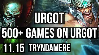 URGOT vs TRYNDAMERE (TOP) | 12/1/2, Legendary, 500+ games, Rank 11 Urgot | KR Master | v11.15