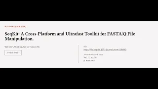 SeqKit: A Cross-Platform and Ultrafast Toolkit for FASTA/Q File Manipulation. | RTCL.TV