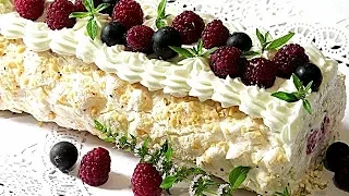 Меренговый рулет./Meringue roll.  Рецепты от Галины.