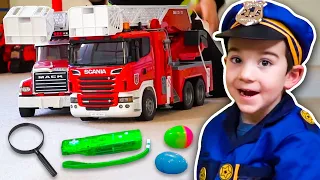 Firefighter & Police Costume Pretend Play! Fire Trucks & Emergency Vehicles for Kids | JackJackPlays