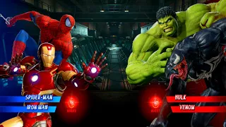 SpiderMan & Iron Man Vs Hulk & Venom  (Very Hard)AI Marvel Vs Capcom infinite