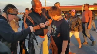 Dozens of bikers escort bullied student to first day of school