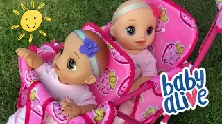 Baby Alive video Real As Can Be TWINS double stroller ride