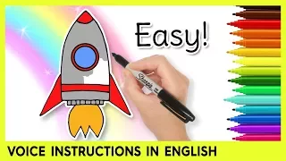 How to Draw a ROCKET SHIP! Easy Learning Video for Kids