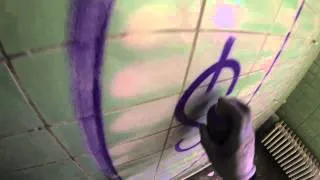 GRAFFITI BOMBING throw-up in abandoned building