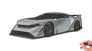 How to draw a NISSAN HYPER FORCE 2023 / drawing nissan gtr concept car step by step