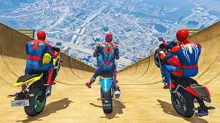 GTA 5 Team Spiderman vs Biggest Ramp || Falling off Highest Buildings || Epic Jumps EP.42
