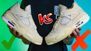 Real vs Fake Air Jordan 4 Off White Sail SP by Virgil Abloh