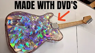 Making - a PSYCHEDELIC Guitar from 1000s of DVDs..  This one nearly broke me!