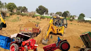 Jcb 3dx Backhoe loader Machine Loading Mud in Massey and Eicher Tractors I jcb wala cartoon