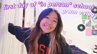 FIRST DAY OF *IN-PERSON* HIGH SCHOOL senior year // grwm + vlog