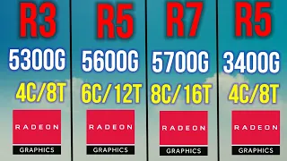 R3 5300G VS R5 5600G VS R7 5700G VS R5 3400G ON 1080P WHICH IS MOST VALUE APU IN 2021