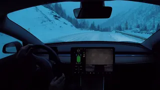 Tesla Model 3 performance SNOW DRIFTING (CLOSED ROAD)