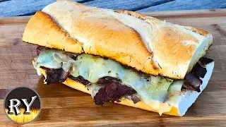 Southwestern 'Philly' Cheesesteak Sandwich Grilled On The Weber Kettle
