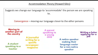 The Accommodation Theory - A-Level English Language. Convergence/Divergence