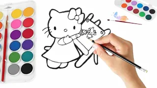 Draw Easy | Cute Hello Kitty | drawing,Painting🎨and Colouring for kids and toodles@knowledgewitharts