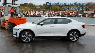 Aftermarket front mudflaps on Polestar 2