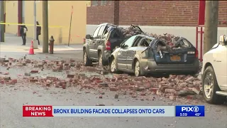 Bricks fall from Bronx building onto cars