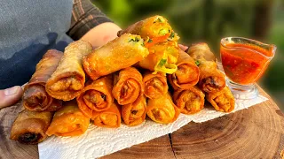 Delicious and Crispy Chicken Samosas and Spring Rolls Recipe