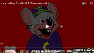 Emily Elkins reacts to happy holidays from Chuck e cheese animation